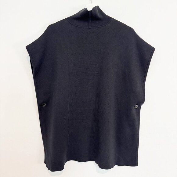 Lilla P Reversible Poncho Knit Mock Neck Sweater Top Winter Luxury Medium Large - Picture 8 of 10